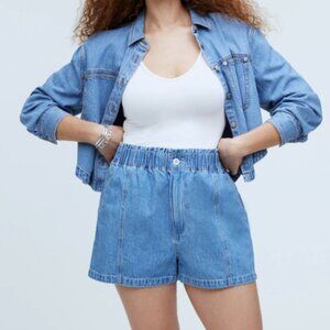 Denim Pull-On Paperbag Shorts in Bunten Wash - Size 30